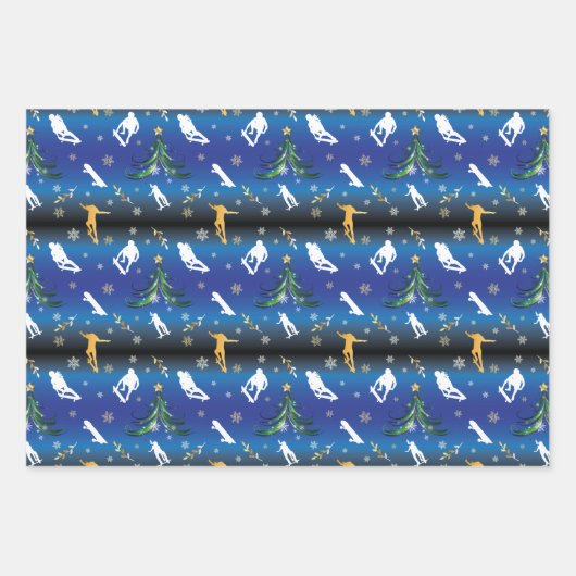スケートボーディングクリスマスツリースケートボーダー ラッピングペーパーシート (正面3)