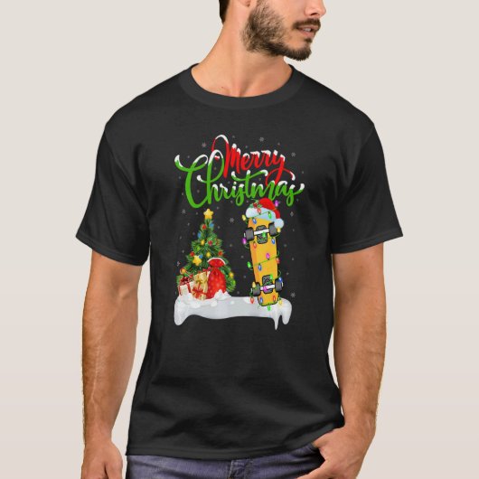 スケートボーディングクリスマスデコレーションスケートボーディングChri Tシャツ (正面)
