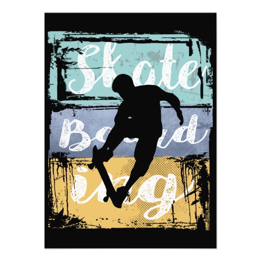 スケートボーディングティー – ヴィンテージレトロスケートボーダー フォトプリント            (正面)