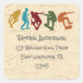 スケートボーディングテーマスクエア差出人住所ラベル スクエアシール (正面)