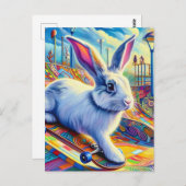 スケートボーディングバニーカラフルシュレアルとおもしろい ポストカード (正面/裏面)