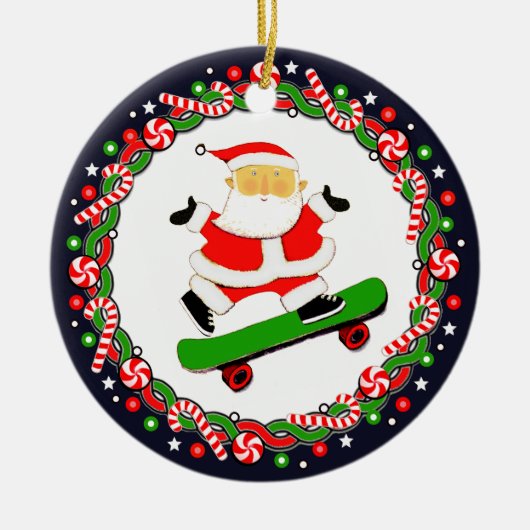 スケートボーディングホリデーギフトセラミックオーナメント セラミックオーナメント (正面)
