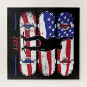 スケートボーディングメンズ – アメリカ国旗 ジグソーパズル (横)