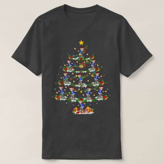 スケートボーディング恋人クリスマスライツライトスケートボーディングキリ Tシャツ (デザイン正面)