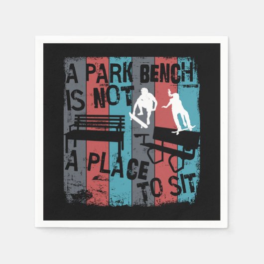 スケートボーディング – スケートボーおもしろいダーパークベンチ スタンダードカクテルナプキン (正面)