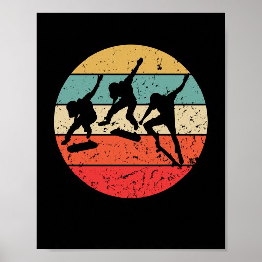スケートボーディング – ヴィンテージレトロスケートボーダー ポスター (正面)