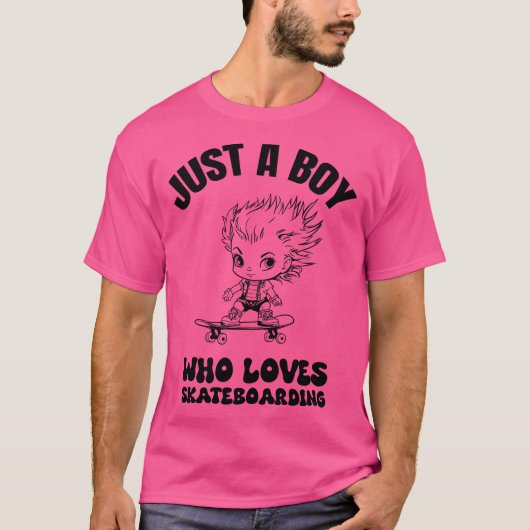 スケートボードが大好きな少年 Tシャツ (正面)