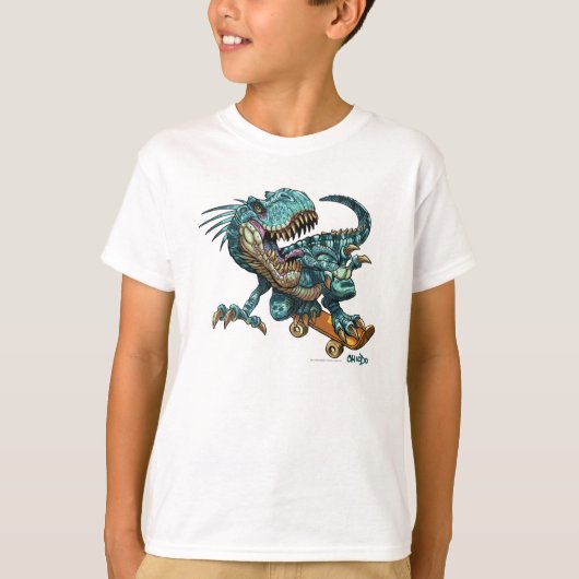 スケートボードする恐竜Tシャツ Tシャツ (正面)