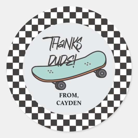 スケートボードそれを蹴ろう誕生日ありがとう ラウンドシール (正面)