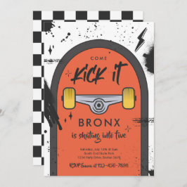 スケートボードでキックしよう 都市スポーツの誕生日パーティー 招待状