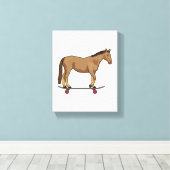 スケートボードでスケーターとして馬 キャンバスプリント (インサイチュ (ウッドフロア))
