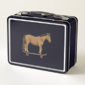 スケートボードでスケーターとして馬 メタルランチボックス (裏面)
