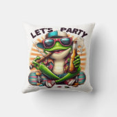 スケートボードでパーティーを楽しむ帽子のカエル クッション (裏面)