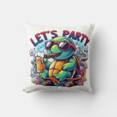 スケートボードで亀の飲み物! クッション (正面)