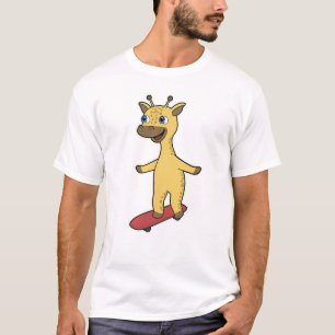 スケートボードとスケーターとしてのキリン Tシャツ