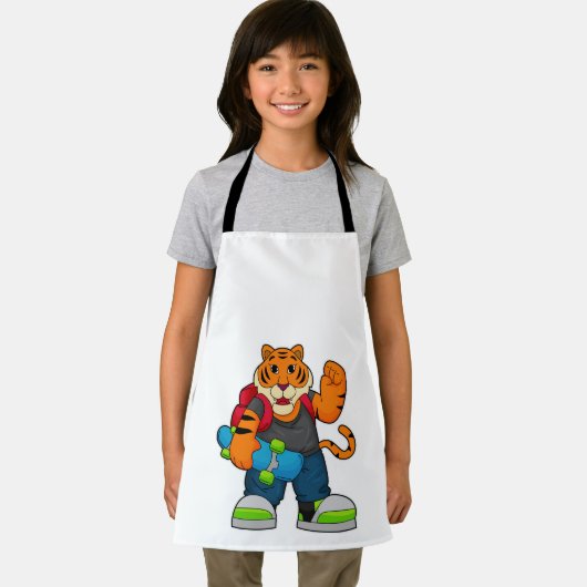 スケートボードとスケーターとしてのタイガー エプロン (インサイチュ)