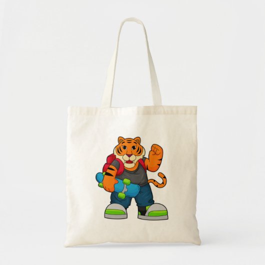 スケートボードとスケーターとしてのタイガー トートバッグ (正面)
