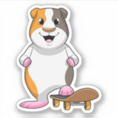 スケートボードとスケーターとしてのモルモット シール (正面)