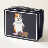 スケートボードとスケーターとしてのモルモット メタルランチボックス (裏面)