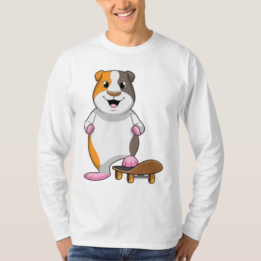 スケートボードとスケーターとしてのモルモット Tシャツ (正面)