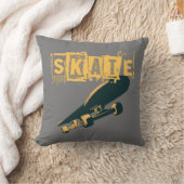 スケートボードとスケート文字 クッション (ブランケット)