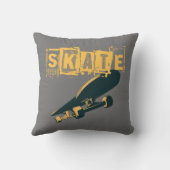 スケートボードとスケート文字 クッション (裏面)