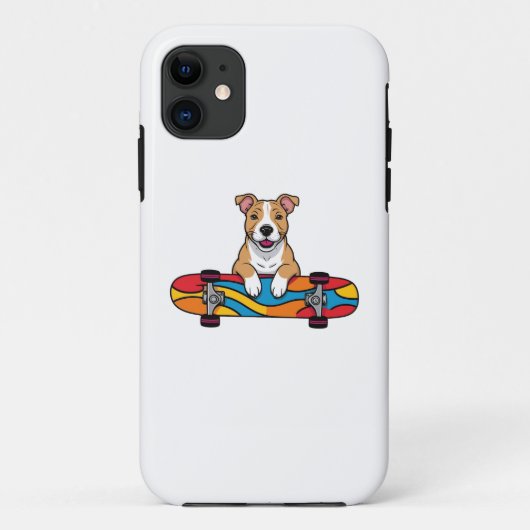 スケートボードに乗ったかわいいブルテリア Case-Mate iPhoneケース (裏面)