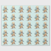 スケートボードに乗ったテディベア ラッピングペーパー (フラット)