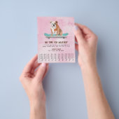 スケートボードに乗った楽しい犬の犬の散歩屋のチラシ ピンク チラシ (手)