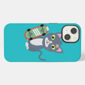 スケートボードに乗った猫 iPhoneケース (裏面横)