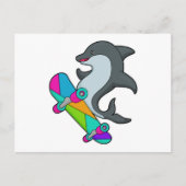 スケートボードに乗るイルカ ポストカード (正面)