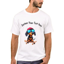 スケートボードに乗るカスタマイズ可能なダシュント犬