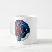 スケートボードに乗るサンタ宇宙飛行士 コーヒーマグカップ (正面左)