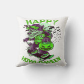 スケートボードに乗るハッピーハウルオウィーンウルフ クッション (裏面)