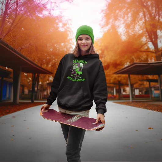 スケートボードに乗るハッピーハウルオウィーンウルフ パーカ