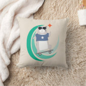 スケートボードに乗るヒップスターのクマ クッション (ブランケット)