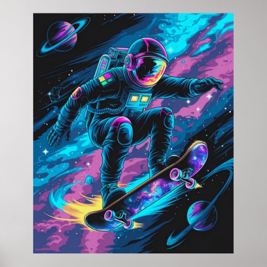 スケートボードに乗る宇宙飛行士 ポスター (正面)