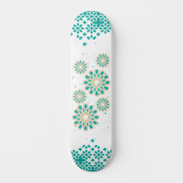 スケートボードのイスラム幾何学ターコイズ スケートボード