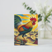 スケートボードのカラフルロスターとおもしろい ポストカード (スタンド正面)