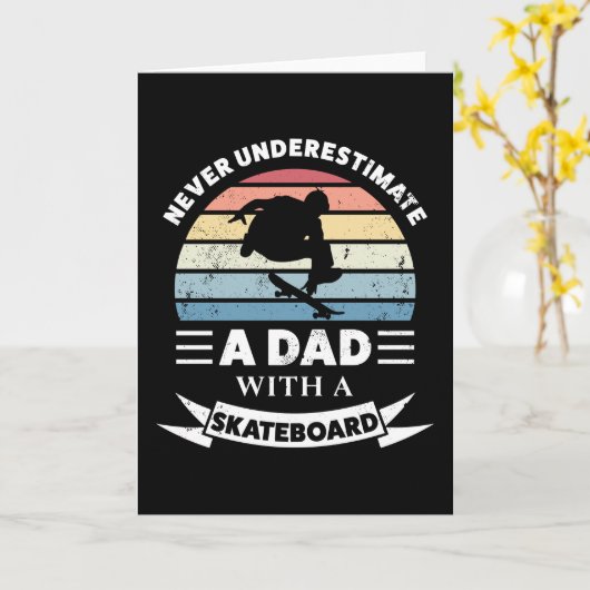 スケートボードのギフトおもしろいファーザーの日とのパパ カード (黄色い花)