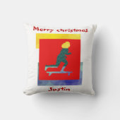 スケートボードのクリスマスギフトパーソナライズされた名 クッション (正面)