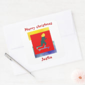 スケートボードのクリスマスギフトパーソナライズされた名 スクエアシール (封筒)