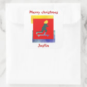 スケートボードのクリスマスギフトパーソナライズされた名 スクエアシール (バッグ)