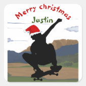スケートボードのクリスマスギフトパーソナライズされた名 スクエアシール (正面)