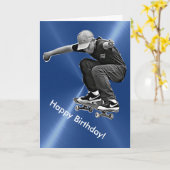 スケートボードのグラフィックが付いているハッピーバースデーカード カード (黄色い花)