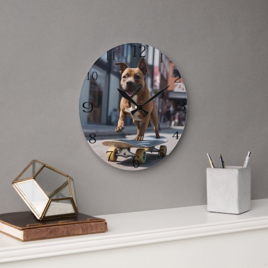 スケートボードのスタント:動きのスタフィー ラージ壁時計 (オフィス)