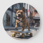 スケートボードのスタント:動きのスタフィー ラージ壁時計 (正面)