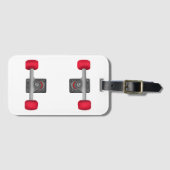 スケートボードのトラックとホイール ラゲッジタグ (正面横)