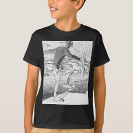 スケートボードのトリックスタースケッチラウンドクロック Tシャツ