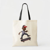 スケートボードのトートバッグに乗っている若者 トートバッグ (正面)